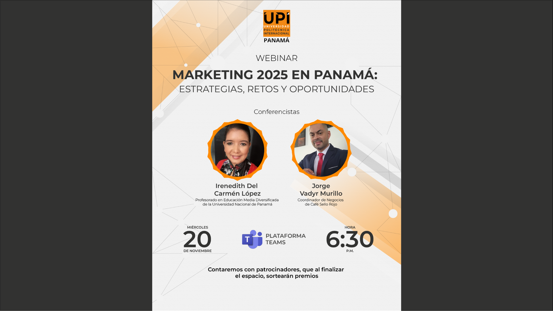 Webinar Marketing 2025 en Panamá, plataforma Teams, miércoles 20 de noviembre a las 6:30 p.m. hora de Panamá