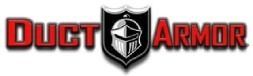 A logo for duct armor with a helmet on it.