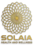 Gold geometric flower logo above the words “SOLAIA HEALTH AND WELLNESS”