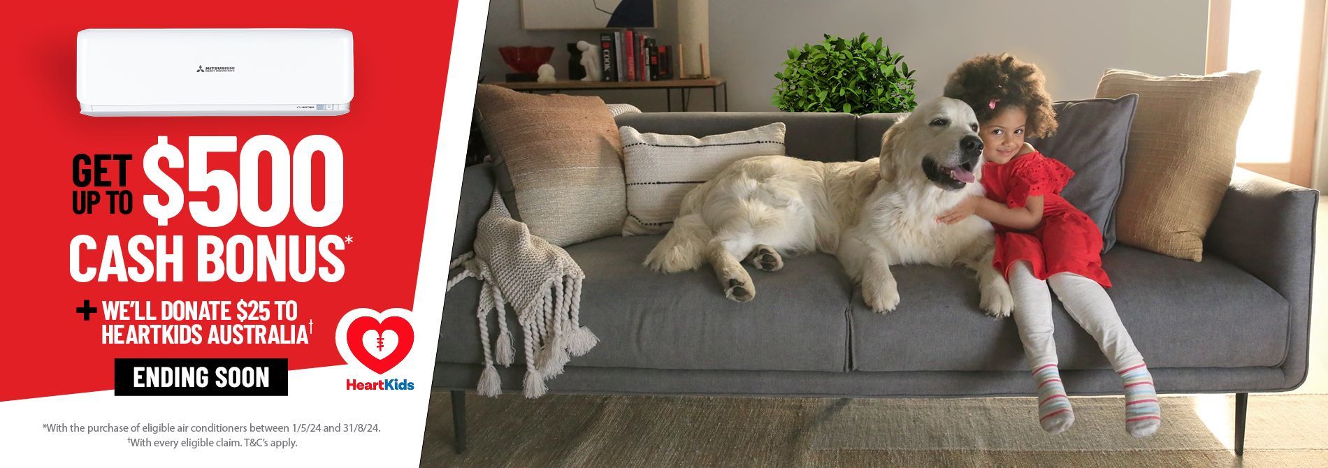 A Little Girl Is Sitting on A Couch with Two Dogs — Custom Air In East Albury, NSW
