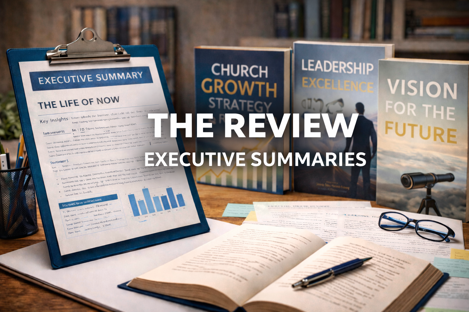 selected books on desk with writing notebook