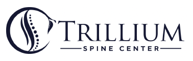 A logo for a spine center called trillium spine center