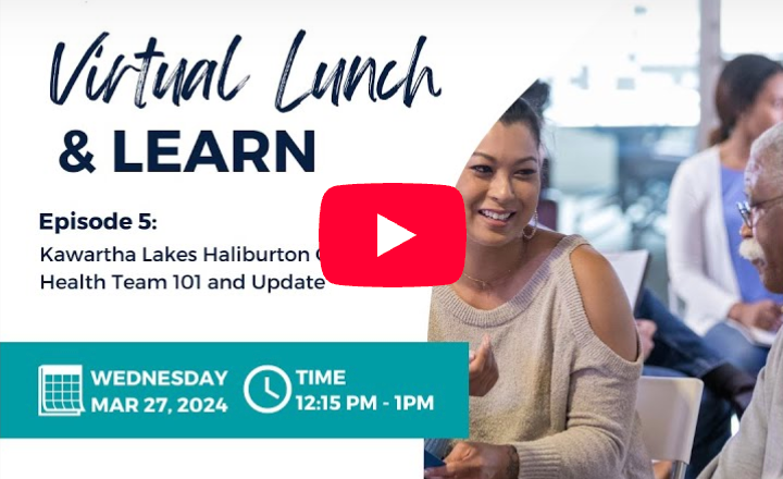 An advertisement for a virtual lunch and learn event
