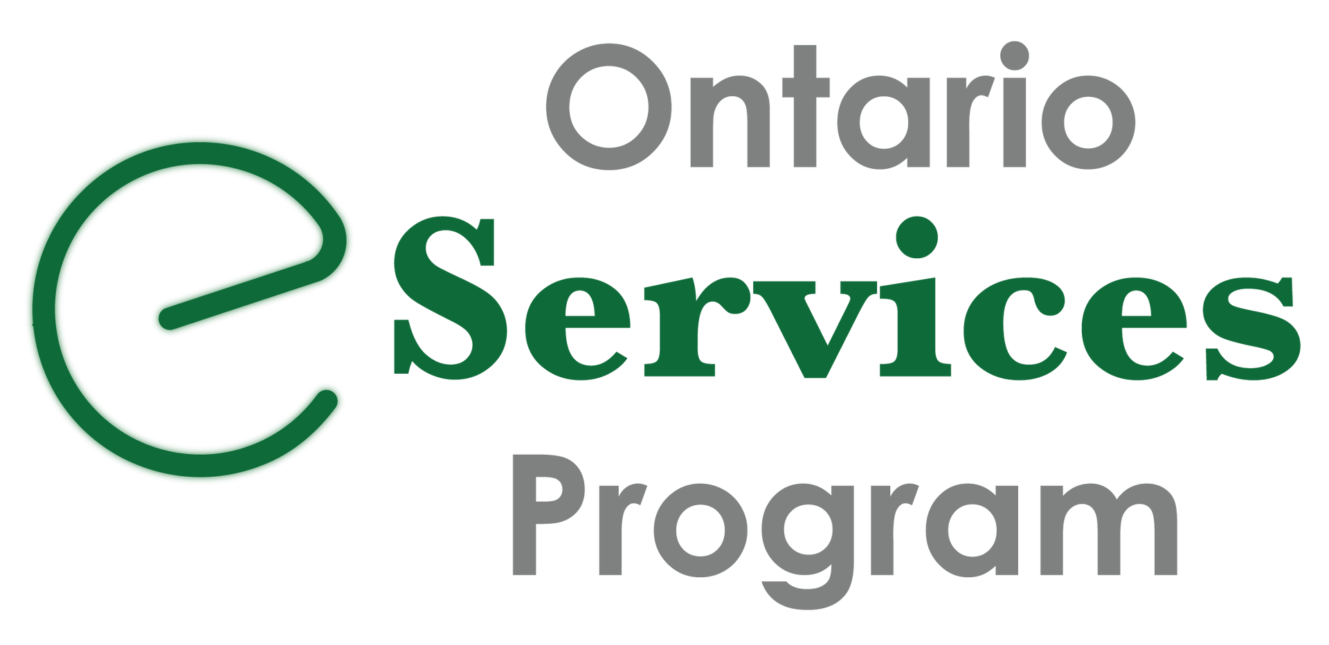 The ontario e services program logo is green and gray on a white background.