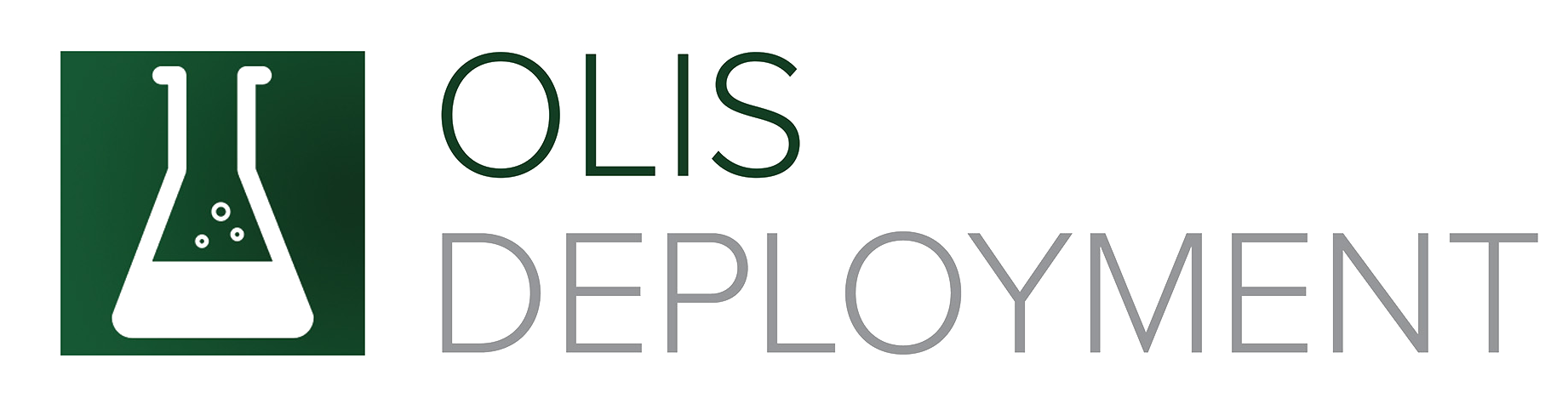 A logo for olis deployment with a beaker on it