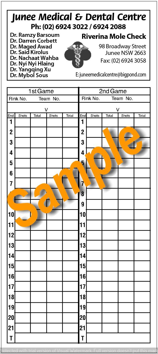 Scorecards For Bowling Clubs Printed Lawn Bowls Scorecards Australia 9844