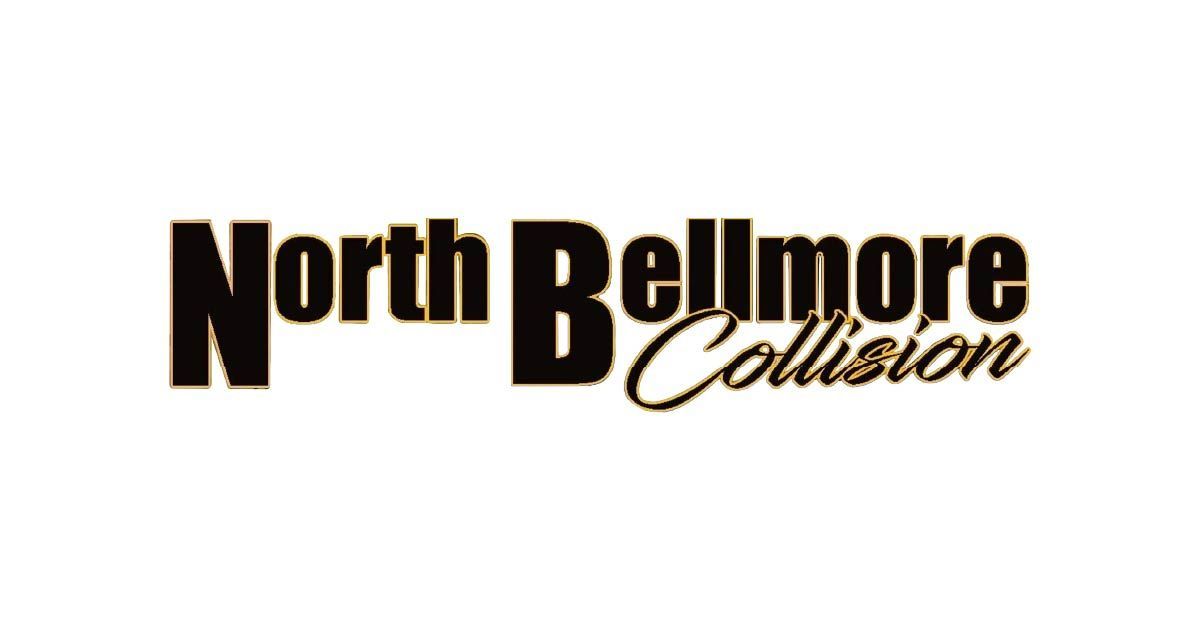 the north bellmore collision logo is on a white background .