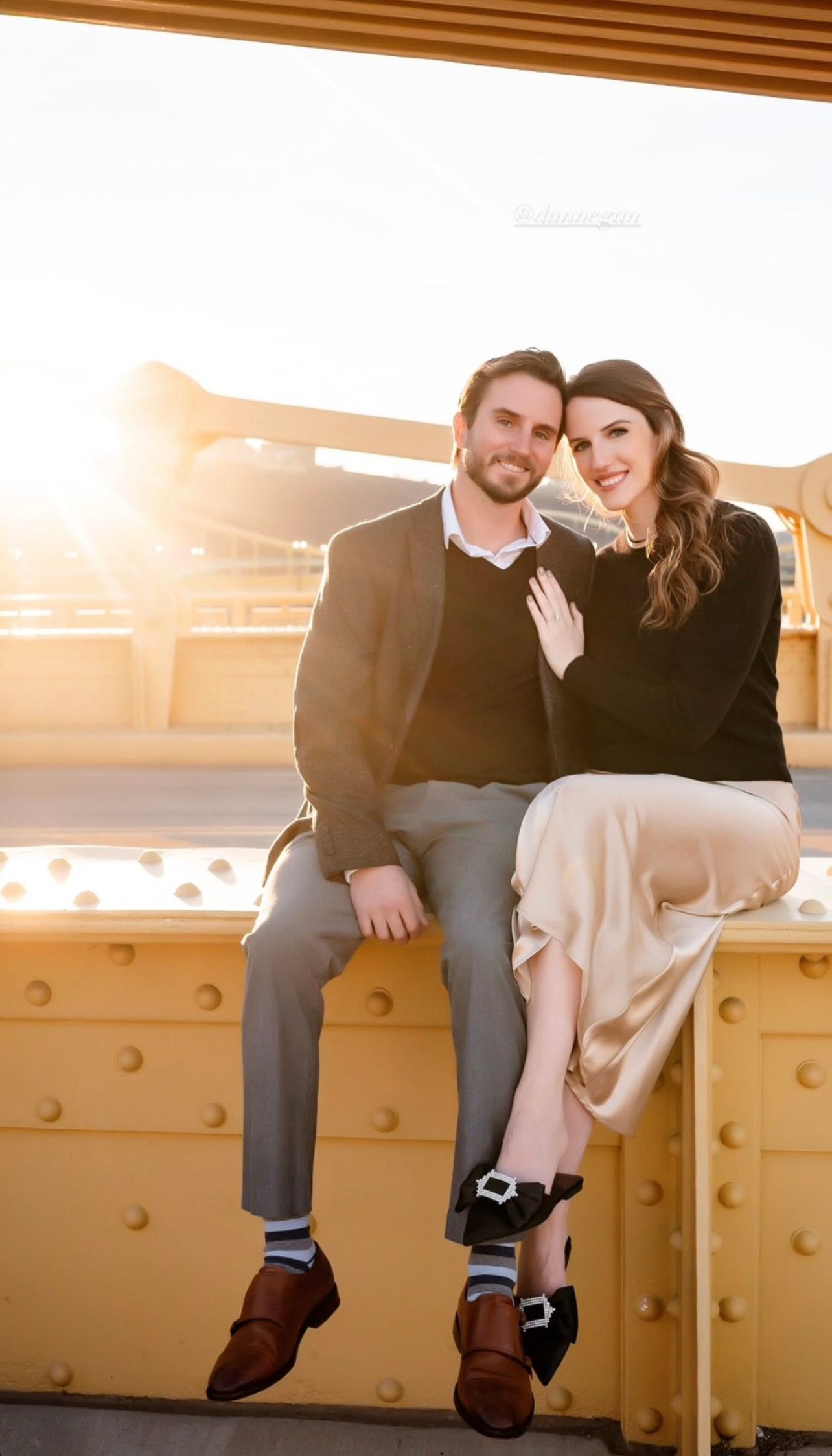 a man and a woman are sitting next to each other on a bench . natural wedding makeup. pittsburgh, pa. bridal makeup. bridal mua. wedding makeup artist. moriah e beauty. leeann marie photography.