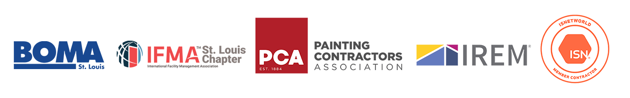 A row of logos for companies including pca painting contractors and hirem