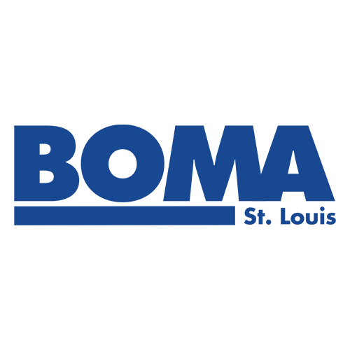 A black and white logo for a company called boma st. louis.