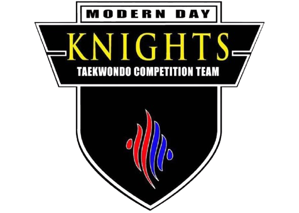 A logo for modern day knights taekwondo competition team