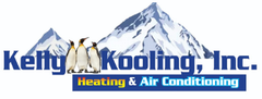 A logo for kelly kooling inc. heating and air conditioning