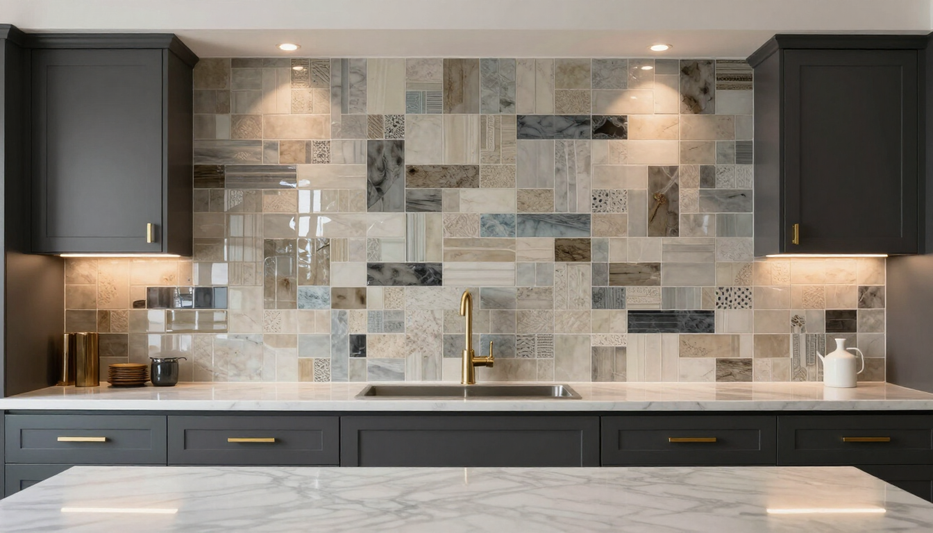 A stylish 2026 kitchen backsplash featuring textured tiles in an Indianapolis home.