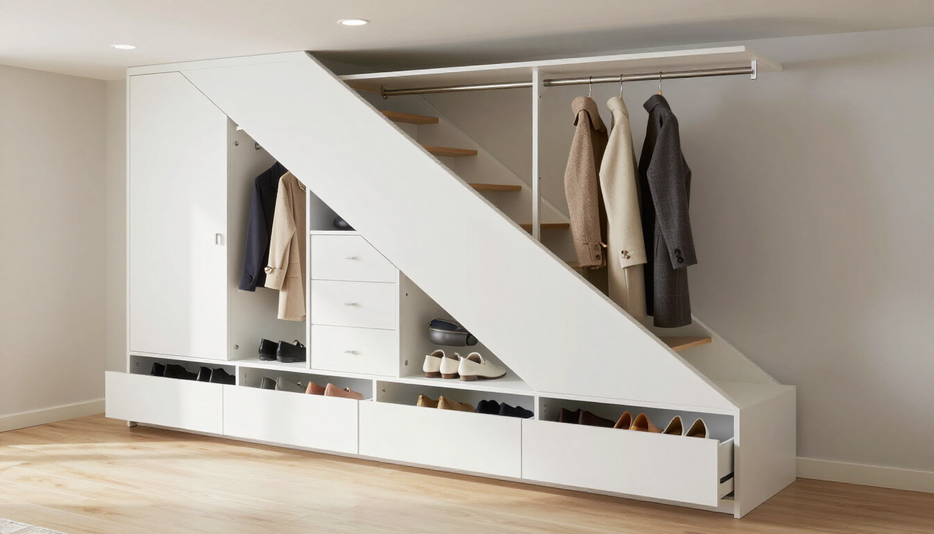Custom under stair storage drawers for a Zionsville family home