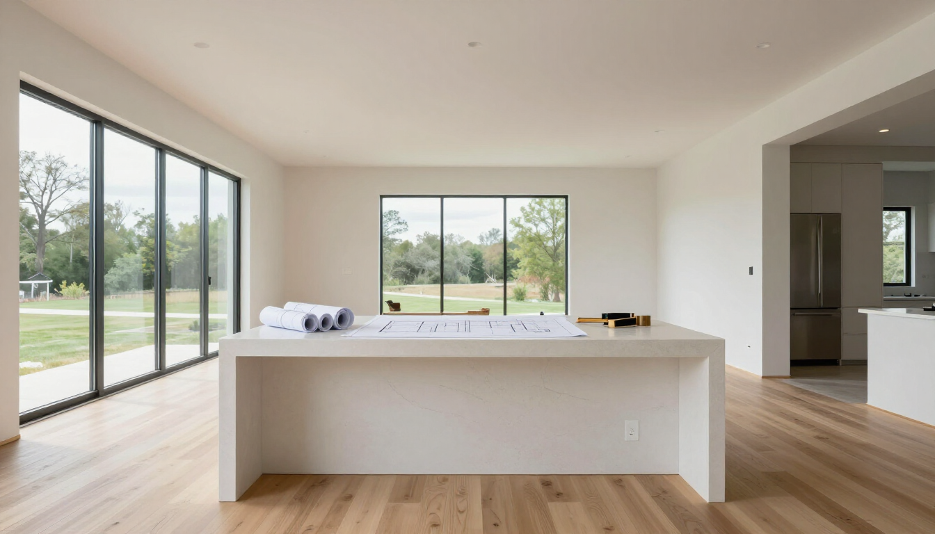 Confused homeowner reviewing multiple remodeling quotes in a modern kitchen.