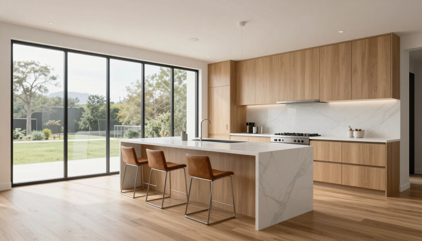 A digital 3D remodel visualizer showing a kitchen transformation.