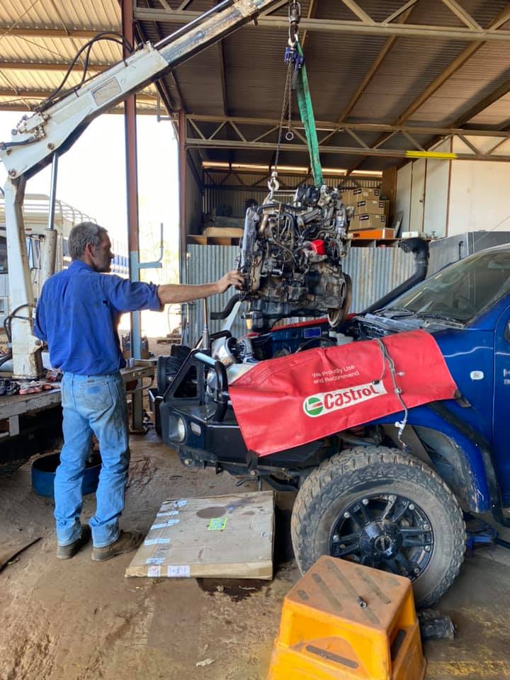 Ute Under Repair — Traction Diesel Services in Clermont, QLD