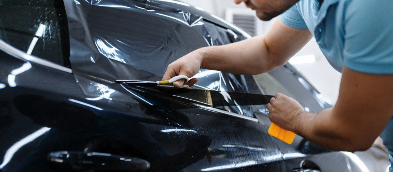 Close-up of smooth ceramic car window film