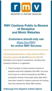 Rmv caution public to beware of deceptive and mimic websites
