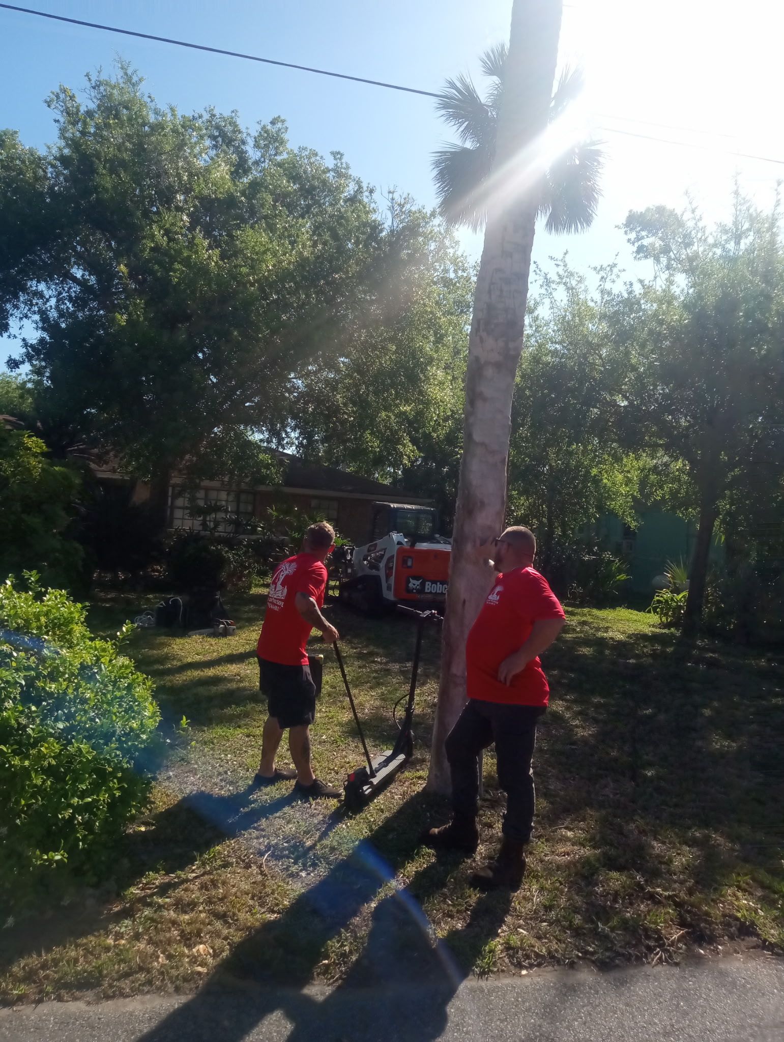A man wearing a red shirt