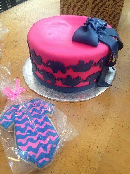 Pink Baby Cake With Ribbon — Beverly, MA — Flour(ish) Bake Shoppe