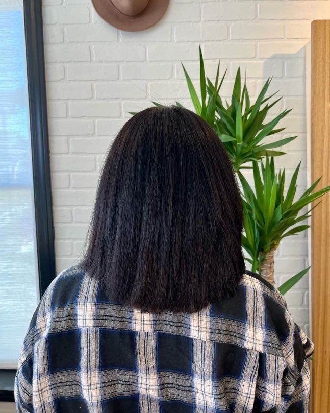 organic keratin hair treatment on frizzy hair