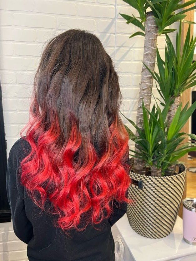 Red tips colored hair