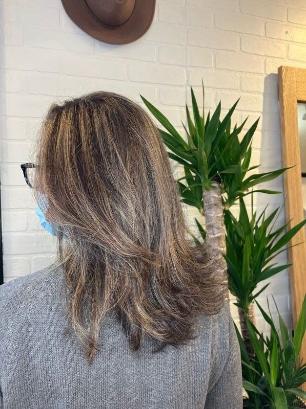organic grey coverage and blowout