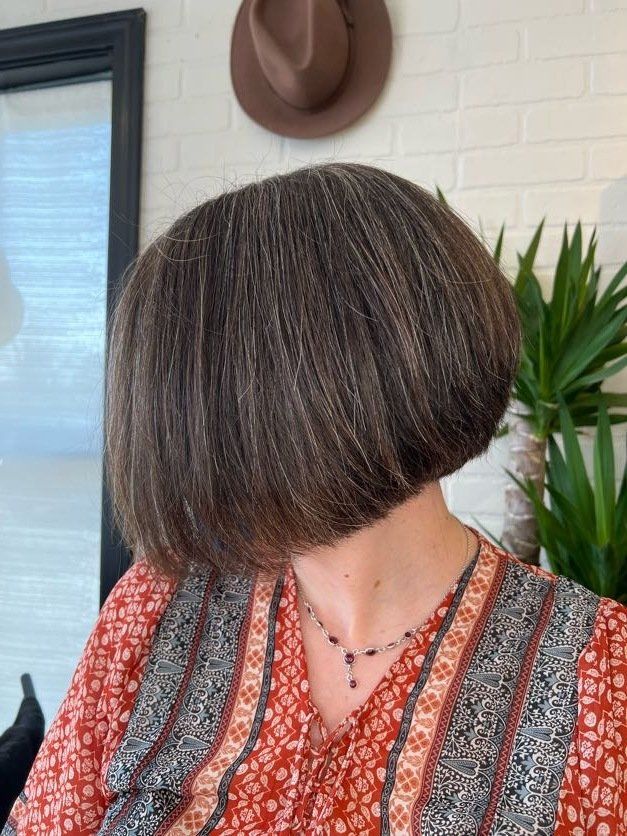 Lob angled haircut and blow dry