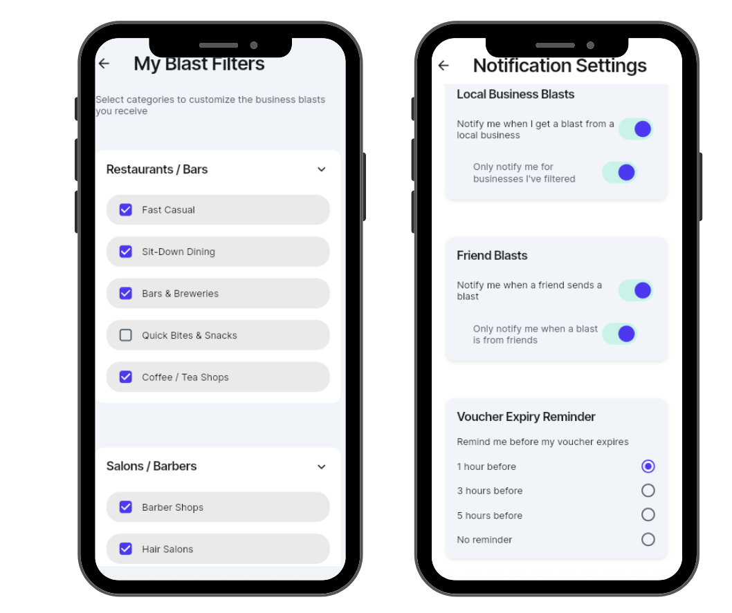 A cell phone with a notification settings page on it.