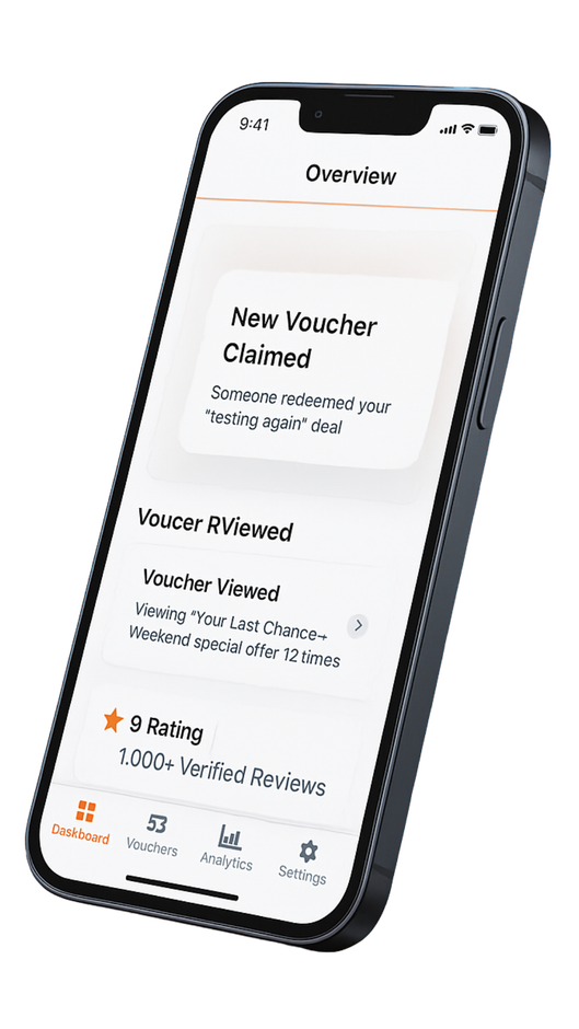 A cell phone with a voucher app on it.