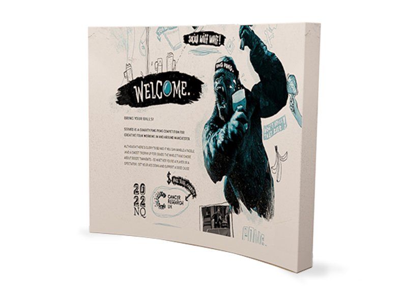 A painting of a gorilla with the words welcome on it.