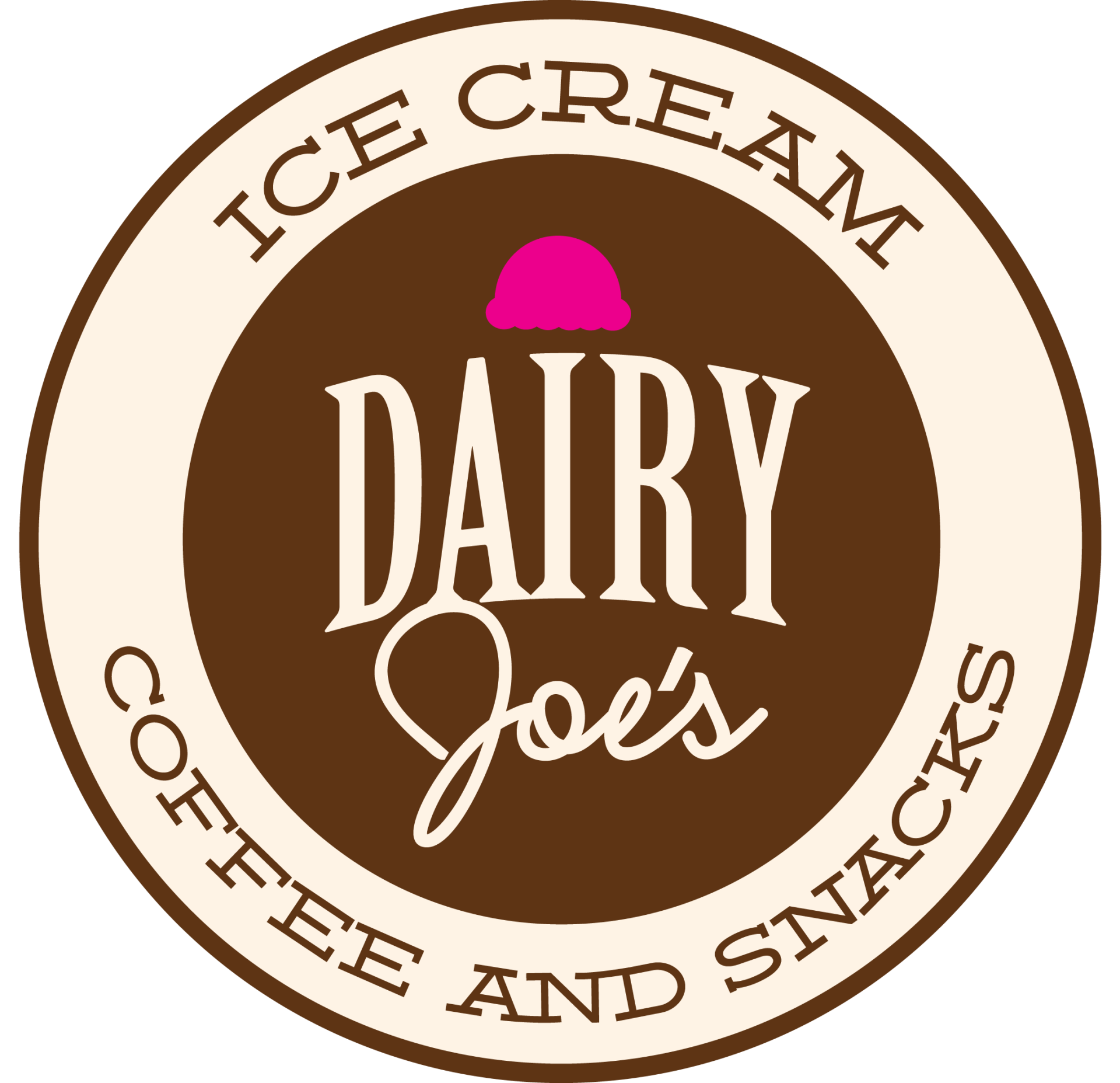 A logo for dairy joe 's ice cream coffee and snacks