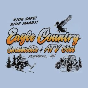 The black and gold logo for Eagle Country Snowmobile & ATV Club. An image of the black and gold logo for Eagle Country Snowmobile & ATV Club, located in Remer, MN.