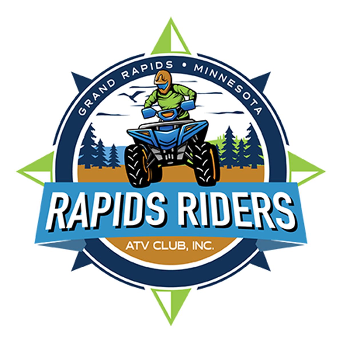 The full-color Rapid Riders ATV Club, Inc. Logo for Grand Rapids, MN. Full-color Rapid Riders ATV Club, Inc. Logo for Grand Rapids, MN.