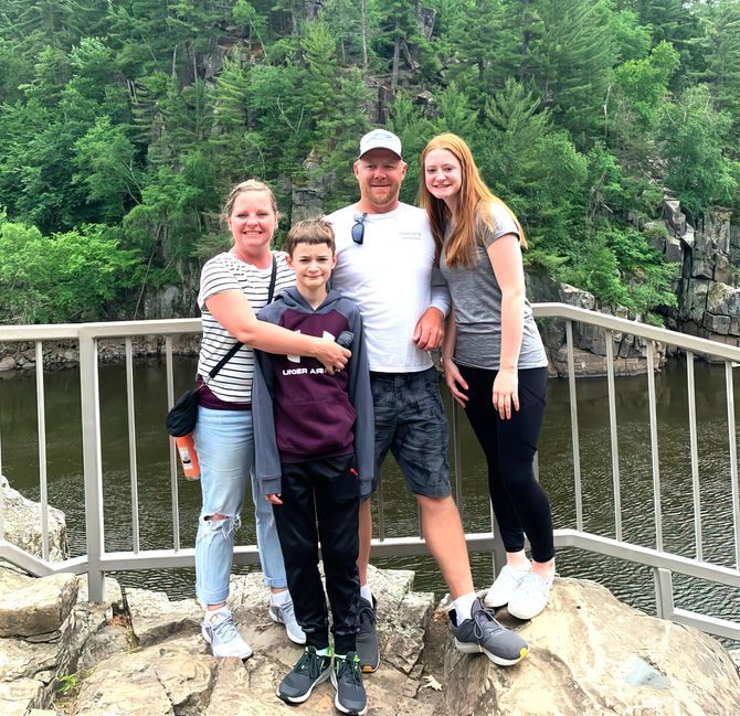 An image of Jessica Pehrson with family in Hill City, MN.