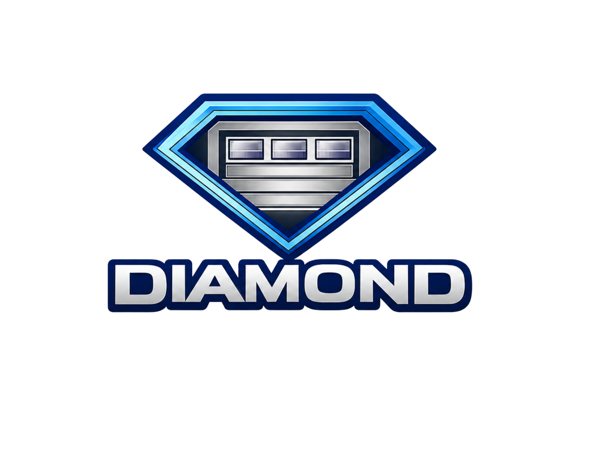 Silver “Diamond Door Co.” logo with stylized text and a geometric diamond icon