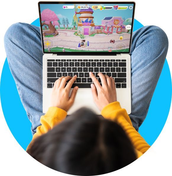 Gaming studio owner on laptop