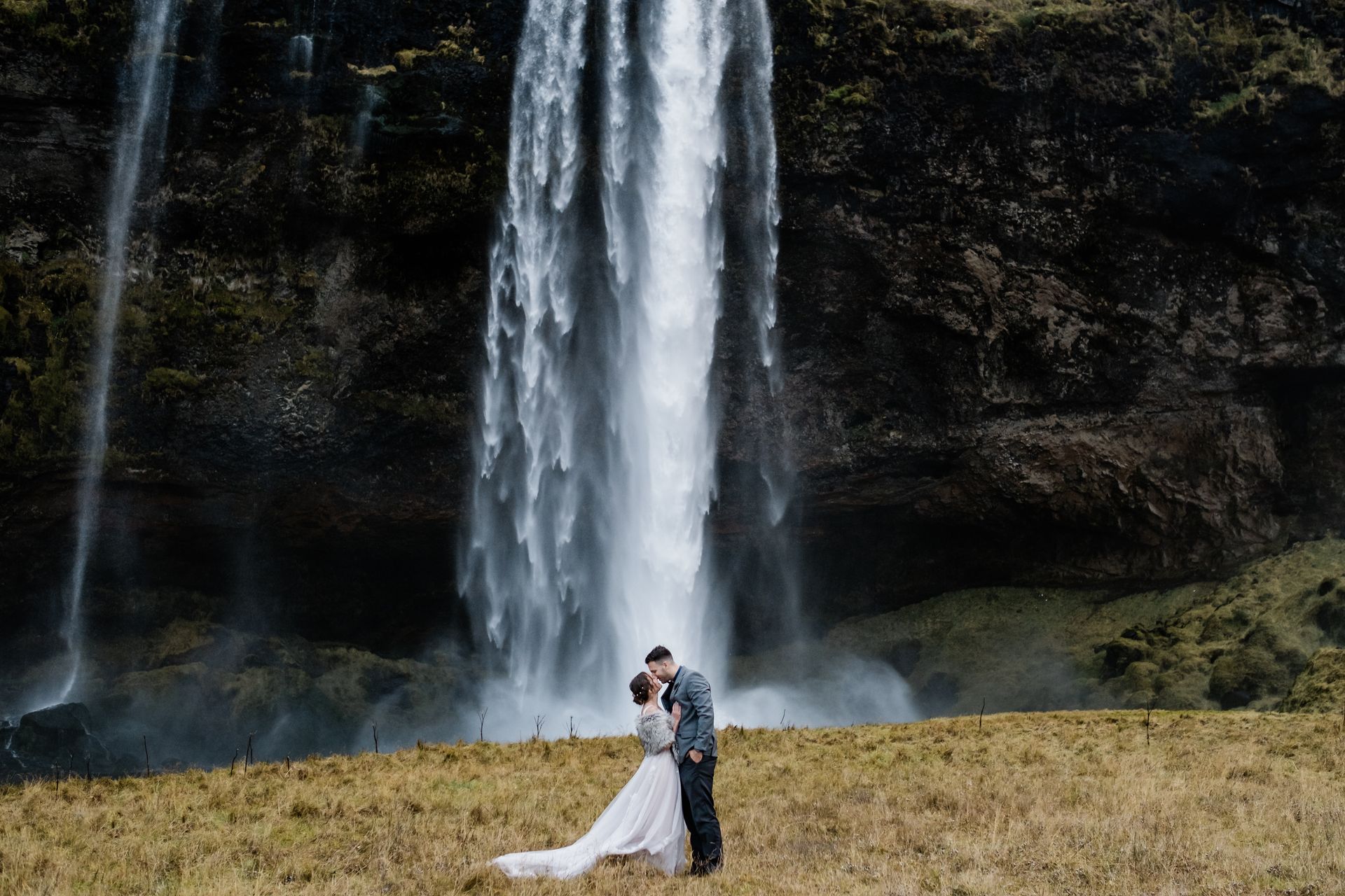 Seljalandsfoss Waterfall in Iceland, Gettin married at Seljalandsfoss Waterfall in Iceland