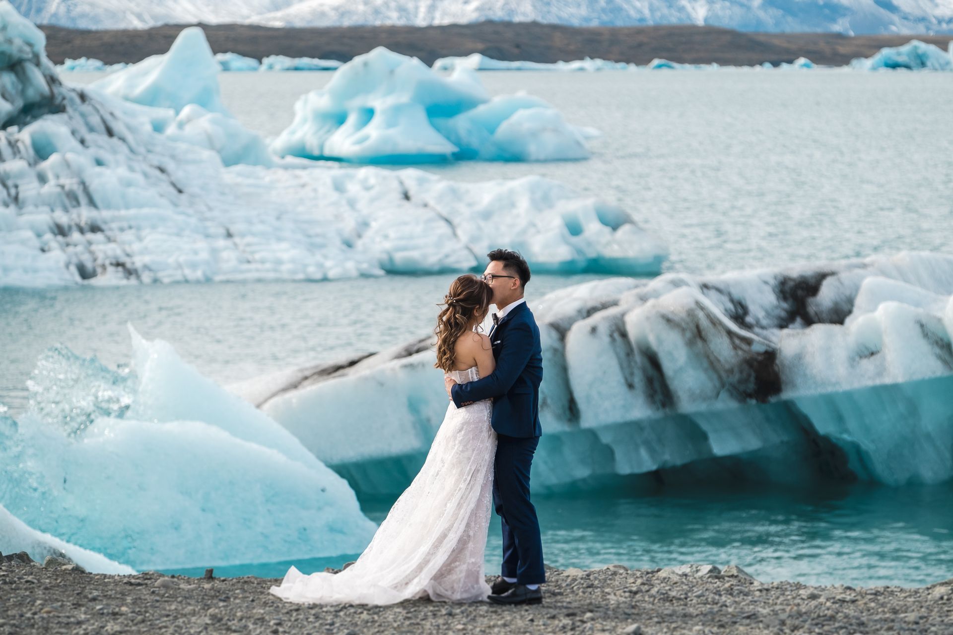 Pre-wedding Adventure Session at Jökulsárlón Glacier Lagoon in Iceland
