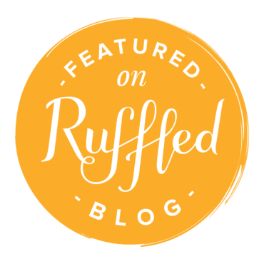 A yellow badge that says featured on ruffled blog