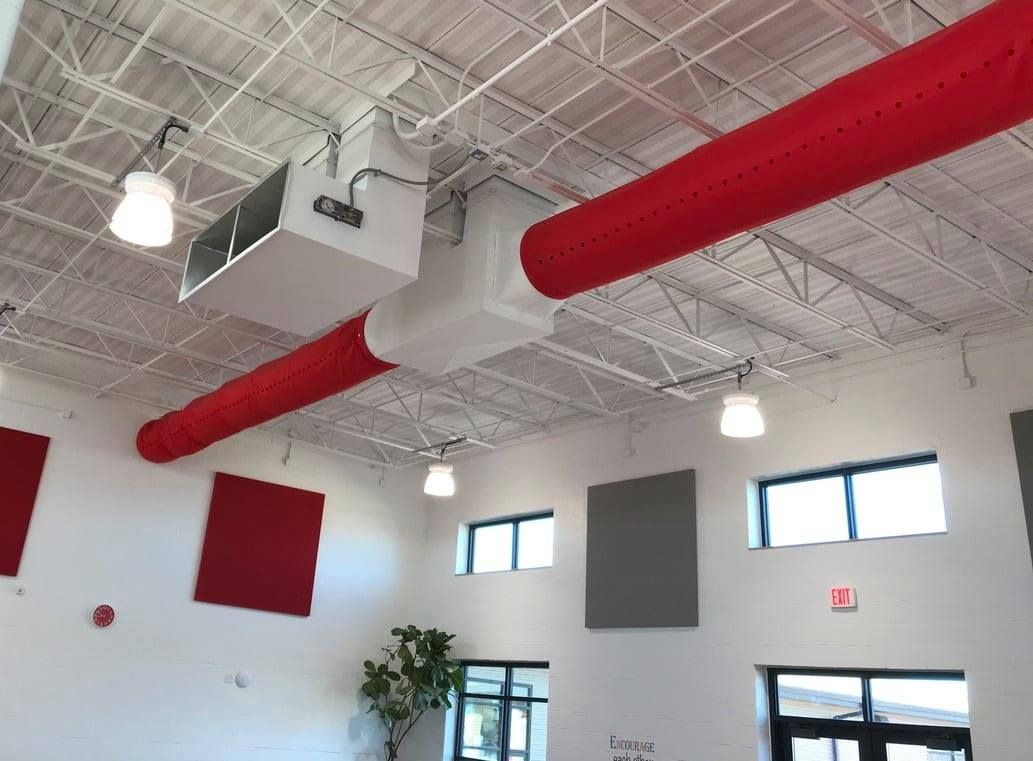 Red & White Ductwork Installed by Hulett Heating & Air Conditioning Company in Missouri.
