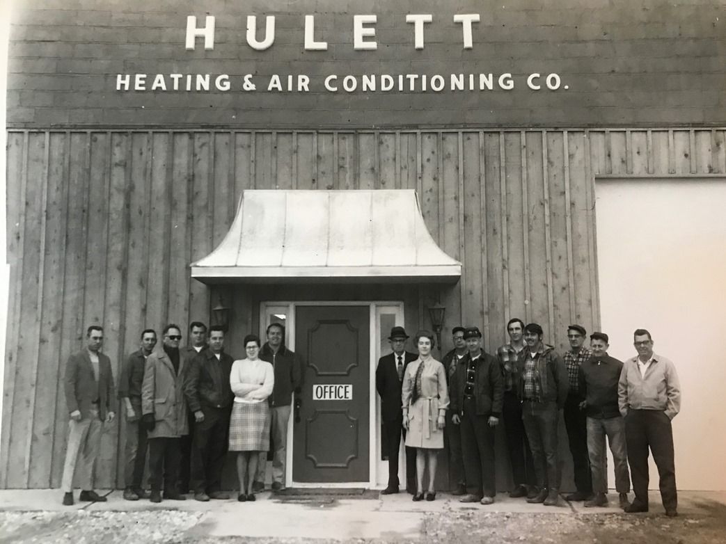Black & White Photo of Hulett Heating & Air Conditioning Company Team in Columbia, MO.