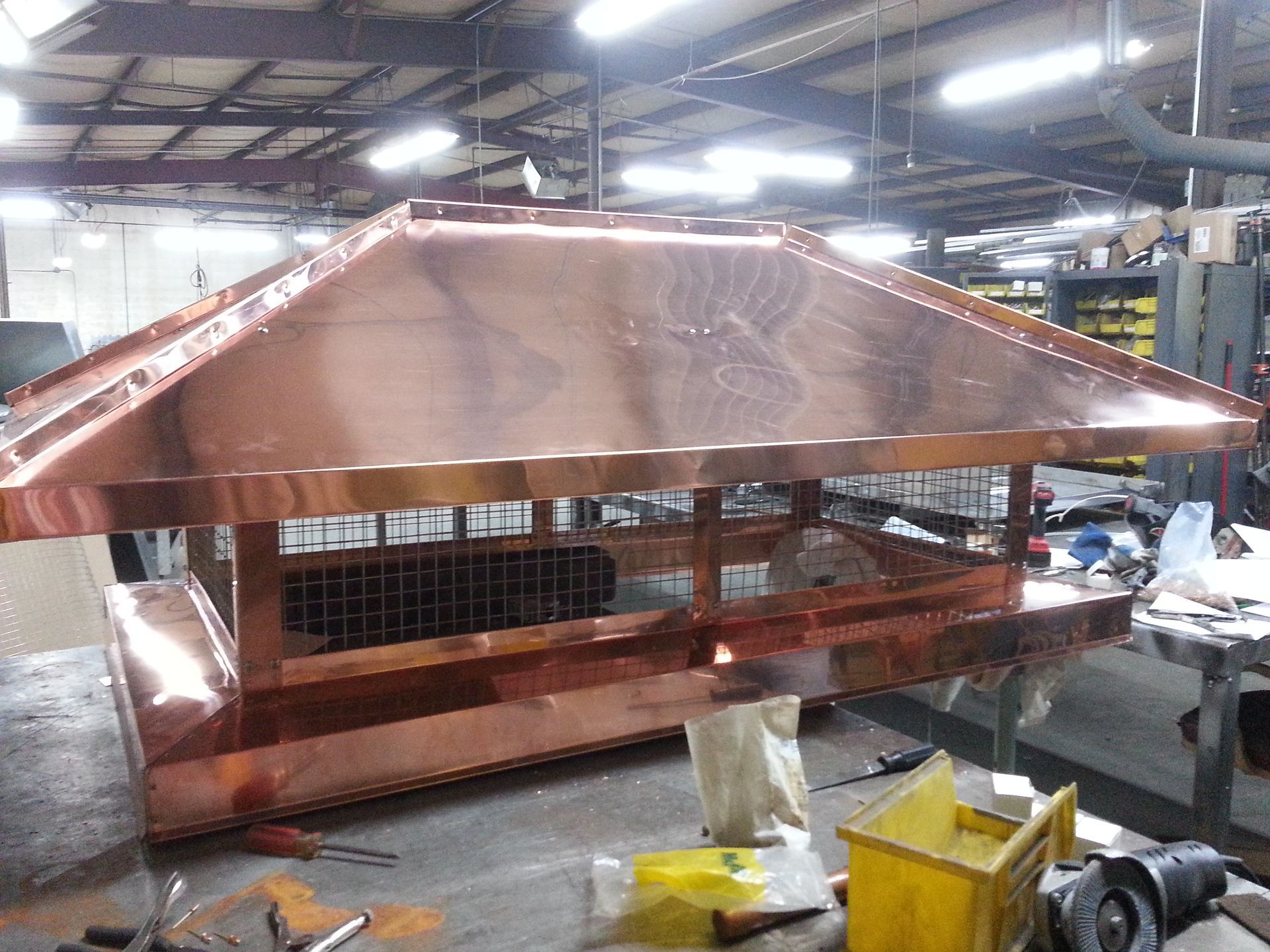 Custom Brass Hood Designed & Fabricated by Hulett Heating & Air Conditioning Company in Missouri.