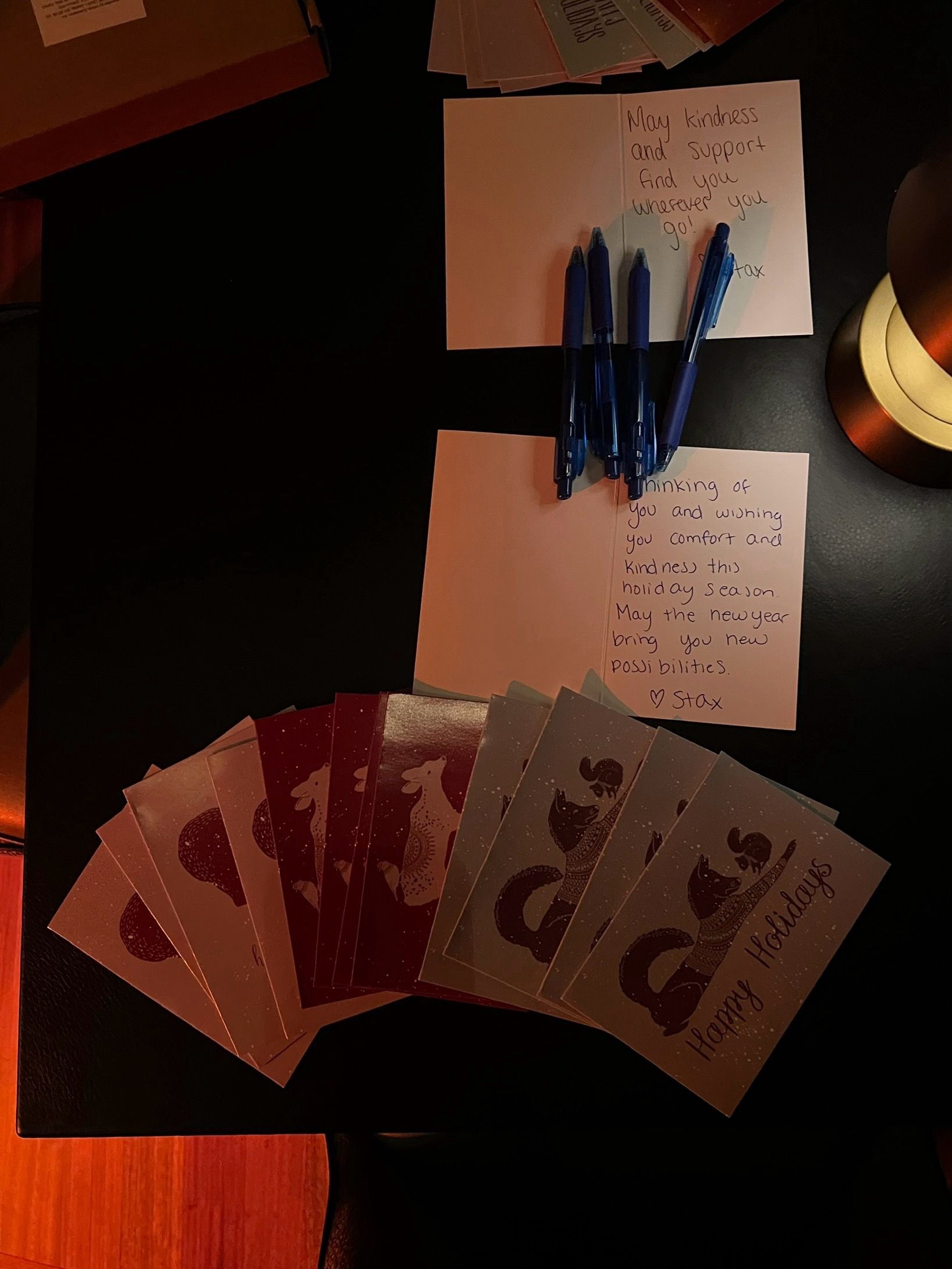 Handwritten cards for each kit