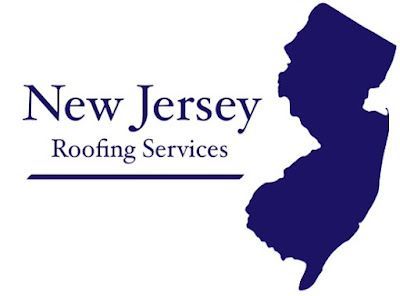 A logo for New Jersey Roofing Service with a map of new jersey