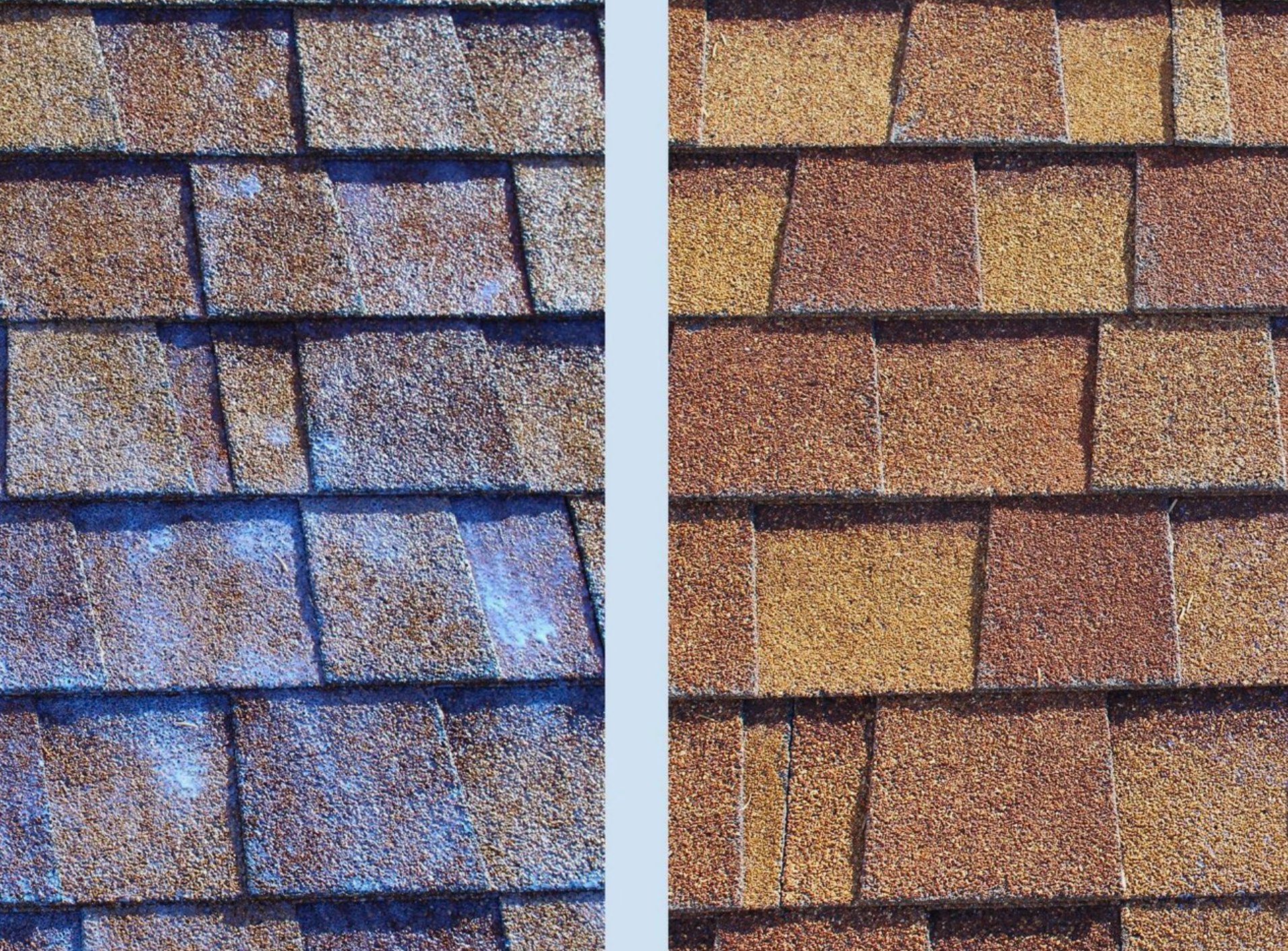 A roof with a white roof and a chimney on it.