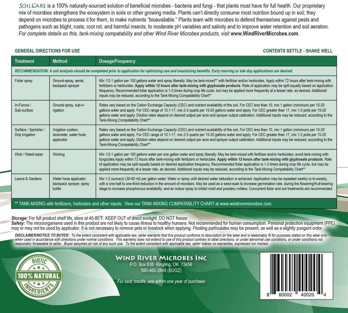 soilcare back label