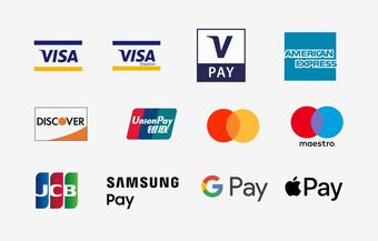 a group of credit card logos on a white background .