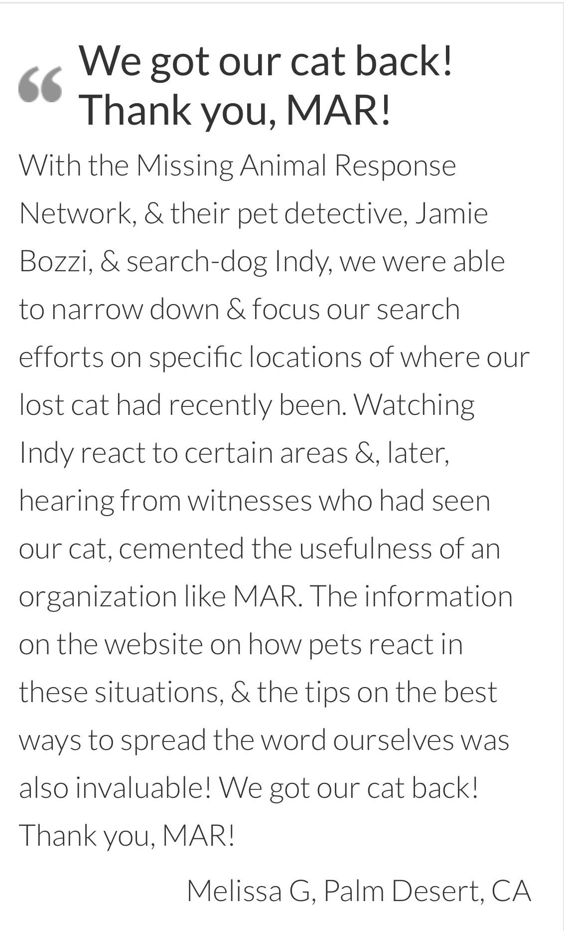 Review Fifteen — Stephens City, VA — Professional Pet Trackers